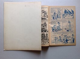 Le verso de la planche 3 avec les Pages 2 (un peu) et 3 de la Bd du G&G 11 ( sur fond Bleu, qui ne sera pas Jointe a L'Achat ..., c'est pour vous montrer que cela a bien été publié en Avril 1950 ...)