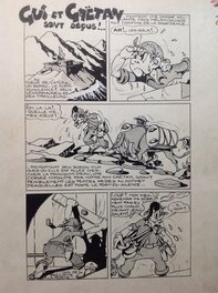 René Bertolo - Bertolo René Gus et Gaetan 11 Planche Originale 1 (2) Légionnaire Ane Montagne Encre de Chine petit format Bd 1950 Atelier Chott - Comic Strip