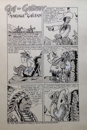 Claude Rittaud - Rittaud Claude Gus et Gaetan 16 Mariage Planche Originale 1 indien Chef Encre de Chine petit format Bd 1951 Atelier Chott - Planche originale