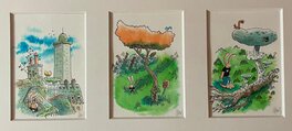 Lewis Trondheim - Lapinot Triptyque Illustrations "les herbes folles" - Original Illustration