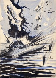 Louis Carrière - Le Sous-marin de l’atoll vert - Illustration originale