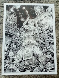 Giorgio Comolo - Planche originale galactus vs celestials / giorgio comolo - Illustration originale