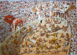 Jean-Jacques Loup - » les Gladiateurs Dans les Arènes  » – Grande Illustration originale – Jean-Jacques Loup - Original Illustration