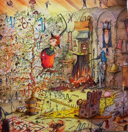 François Ruyer - « Sorcière Décoration de Noël » – illustrations originale ( Calendrier ) – François Ruyer - Illustration originale