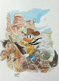 Emmanuele Baccinelli - Donald Duck, hommage à Tex Willer - Original Illustration