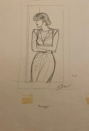 Jean-Pierre Gibrat - Jean-Pierre Gibrat, illustration originale, Cécile de la série "Le Sursit". - Œuvre originale
