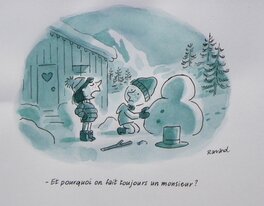 François Ravard - » Bonhomme de neige  » – Illustration originale – François Ravard - Illustration originale