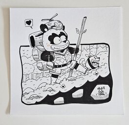 oTTami - Dessin original de l'Inktober 2024 : Panda balade par oTTami ! - Original Illustration