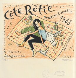 Philippe Dupuy - Etiquette de vin. - Illustration originale