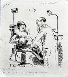 Luc Dèje - Chez le dentiste... - Original Illustration