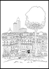 Lewis Trondheim - 2024 - Lewis Trondheim - Lapinot et Richard en ballade au parc - Original Illustration