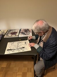 Hermann effaçant la dédicace à la gouache Hermann effaçant la dédicace à la gouache