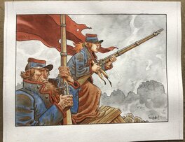Xavier Fourquemin - Communards sur barricade - Illustration originale