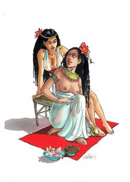 Isabelle Dethan - Nudité - Deux Égyptiennes - Original Illustration