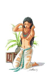 Isabelle Dethan - Nudité - Égyptienne au collier - Original Illustration
