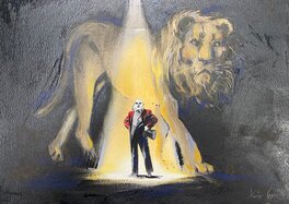 Xavier Coste - Illustration pour la couverture l’homme à la Tête de Lion - Couverture originale