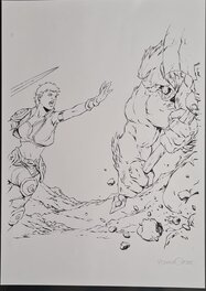 Willy Vandersteen - Galaxa - ontwerp backdrop Facts - Original Illustration