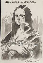 Dino Attanasio - Attanasio, La Joconde vue par, illustration, 1991. - Illustration originale