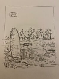 Stéphan Agosto - Stéphan Agosto, croquis préparatoire, débris de champ de bataille, "Verdun 1916". - Œuvre originale