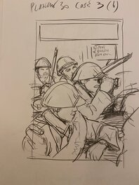 Stéphan Agosto - Stéphan Agosto, croquis préparatoires, les français à l'observation, "Verdun 1916". - Œuvre originale