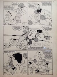 André Rey ( Atelier Chott ) Planche Originale 17 Cap' tain Paf 4 Sport santé Boxe ,Humour Bd Rc 1952 Pierre Mouchot (très Calvo)
