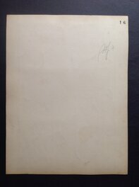 Le verso de la planche originale 16 du PAF ! 4 ( et 16 au dos dactylographié ) au format entier de 23.5 X 30.5 Cm