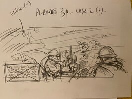 Stéphan Agosto - Stéphan Agosto, croquis originaux préparatoires, tirs sur la tranchée, "Verdun 1916". - Œuvre originale