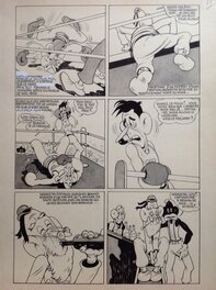 André Rey ( Atelier Chott ) Planche Originale 19 Cap' tain Paf 4 Sport santé Boxe ,Humour Bd Rc 1952 Pierre Mouchot (très Calvo)