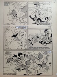 André Rey ( Atelier Chott ) Planche Originale 21 Cap' tain Paf 4 Sport santé Boxe ,Humour Bd Rc 1952 Pierre Mouchot (très Calvo)