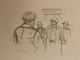 Stéphan Agosto - Stéphan Agosto, croquis préparatoire, réunion de Vétérans, "Verdun 1916". - Œuvre originale