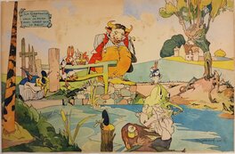 Félix Jobbé-Duval - "La grenouille qui veut se faire aussi grosse que le bœuf" - Original Illustration