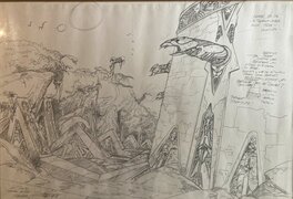 Philippe Druillet - Excalibur "Les douves du château d'Arthur" - Original Illustration