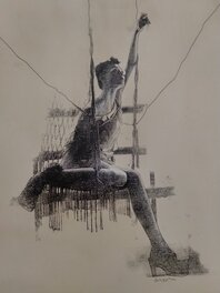 Davide Garota - La trapezista - Illustration originale