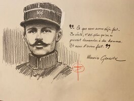 Stéphan Agosto, illustration originale, portrait de Maurice Genevoix, "Traits de Premières Lignes".