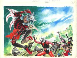Takashi Minamimura - Ninja Captor ! double page splash | Super Sentai - Asahi Sonorama - Original Illustration