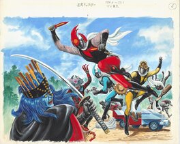 Takashi Minamimura - Ninja Captor ! double page splash | Super Sentai - Asahi Sonorama - Original Illustration