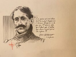 Stéphan Agosto, illustration originale, portrait d'Henri Barbusse, "Traits de Premières Lignes".