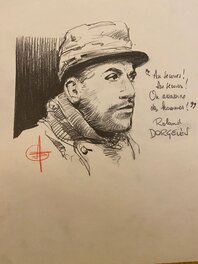 Stéphan Agosto, illustration originale, portrait de Roland Dorgelès, "Traits de premières Lignes".