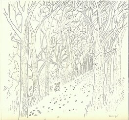 Sempé - Promenade d'automne - Original Illustration