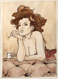 Gilles Mezzomo - Femme à la cigarette - Original Illustration