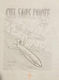 Stéphan Agosto, illustration originale crayonnée, "Ciel sans Pilote".