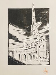 Stéphan Agosto, illustration originale, ex-libris pour l'album "Dieppe 42, Histoires d'un raid".
