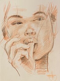 Stéphan Agosto - Stéphan Agosto, illustration originale, portrait féminin ... Gourmand ! - Illustration originale
