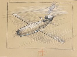 Stéphan Agosto - Stéphan Agosto, illustration originale, V1 "Reichenberg" en vol, "Ciel sans Pilote". - Illustration originale