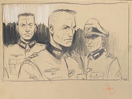 Stéphan Agosto - Stéphan Agosto, illustration originale, étude de personnages, officiers allemands, "Ciel sans Pilote". - Illustration originale
