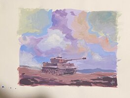 Stéphan Agosto, illustration originale, le Tigre de Vimoutiers, "Le Char Tigre de Vimoutiers en Normandie".