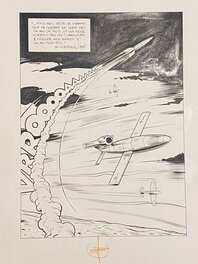 Stéphan Agosto, illustration originale, Tirs de V1 et V2 face à des Spitfires, "Ciel sans Pilote".