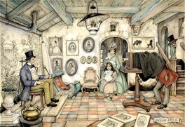 Anton Pieck - Bij de Fotograaf - kalender 1974 - Original Illustration