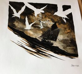 Christophe Chabouté - Moby Dick 1 - Illustration originale