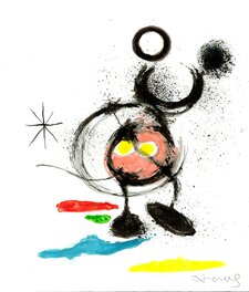 Tony Fernandez - Mickey Mouse inspiré par l'Oiseau migrateur de Joan Miró (1970) - Illustration originale